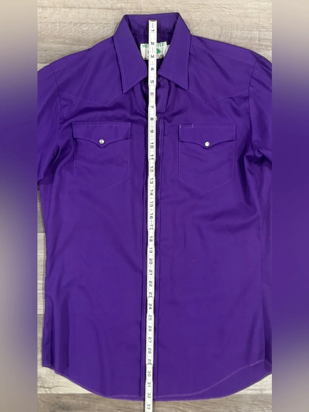 Men’s Vintage 80’s Mesquite Purple Western Pearl Snap Shirt - Made in the USA - Picture 4 of 9
